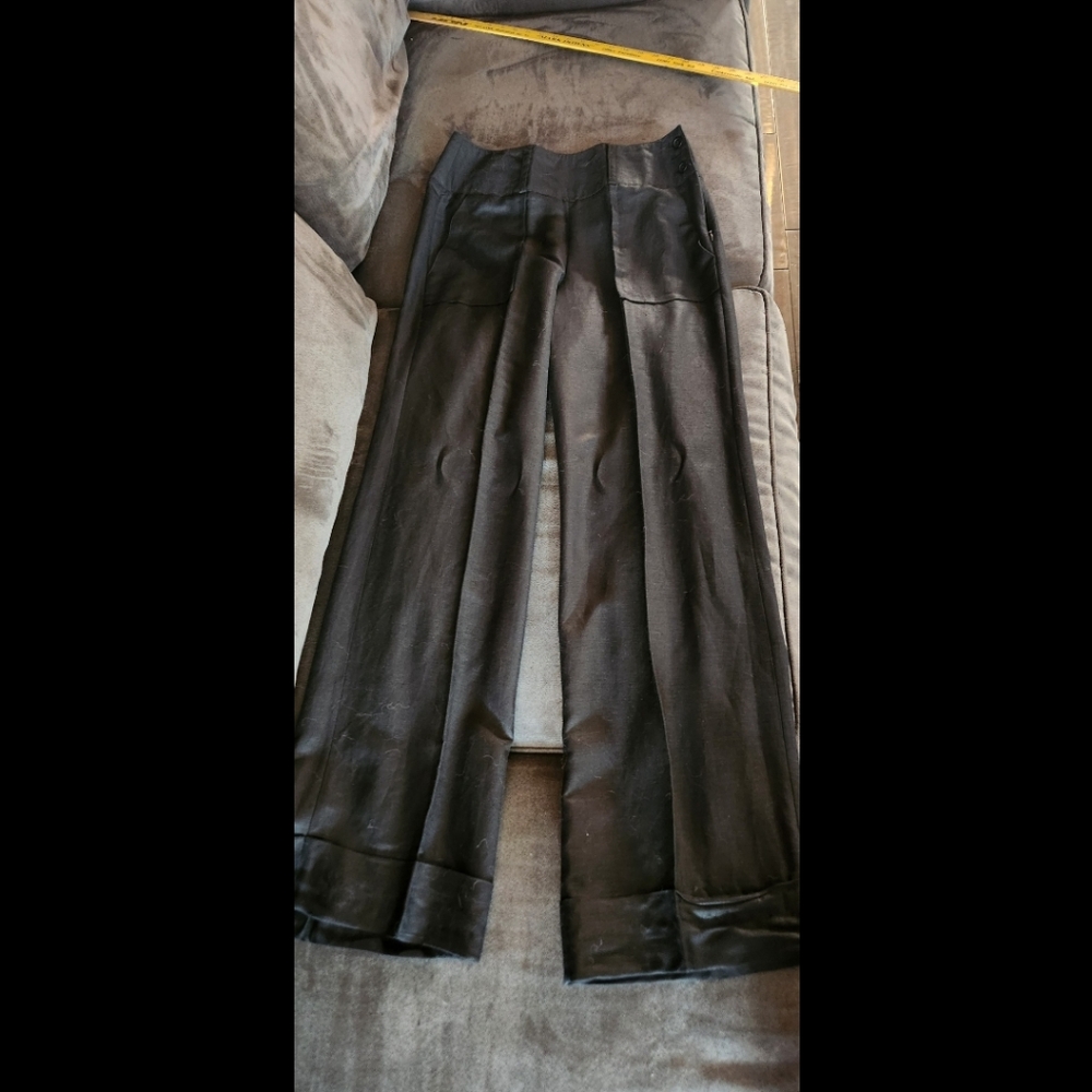 Larry Levine Charcoal Black Linen Pants